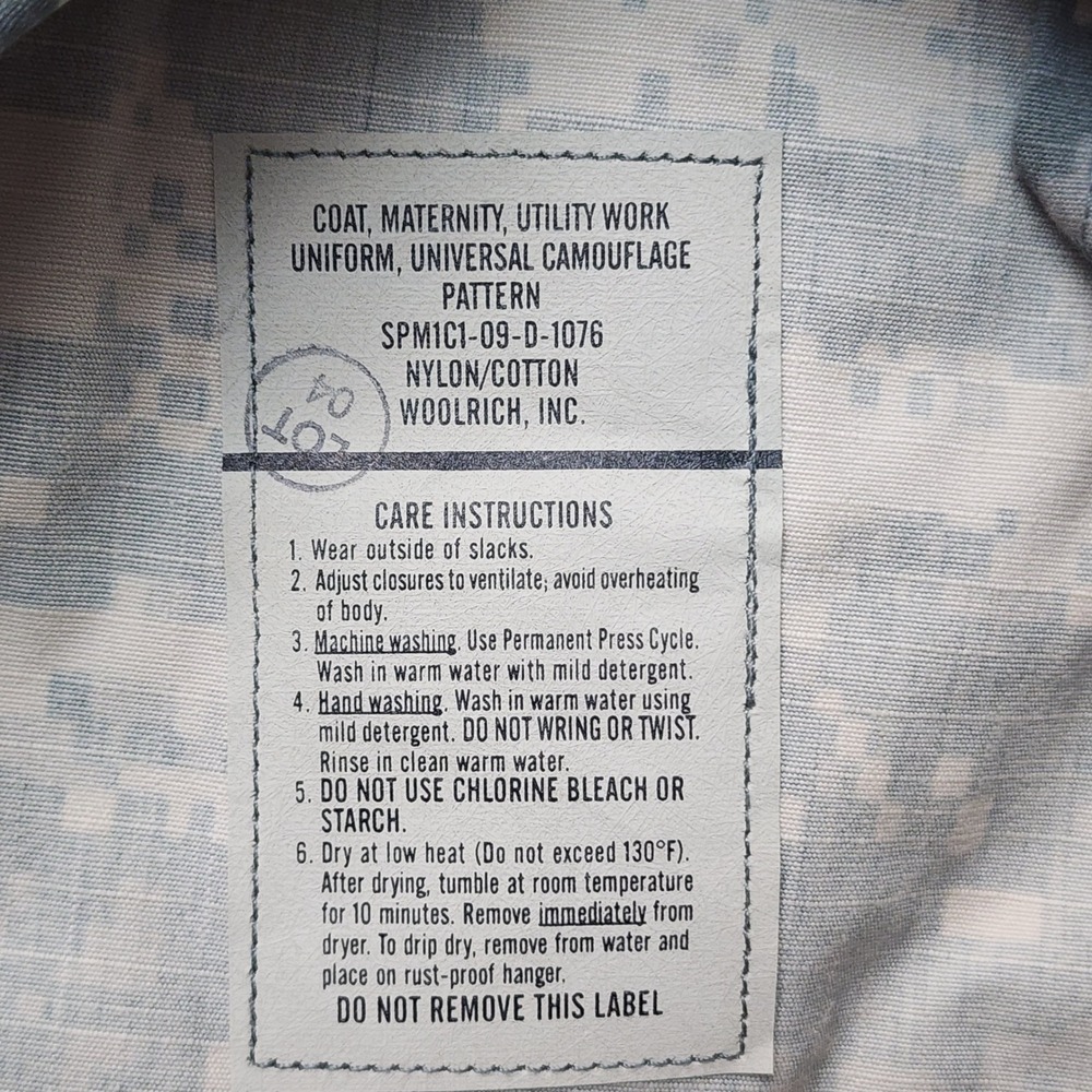 Woolrich Military ACU Maternity Utility Coat Camo Jacket 14 Short SPM1C1-09-D-10 - Picture 4 of 7